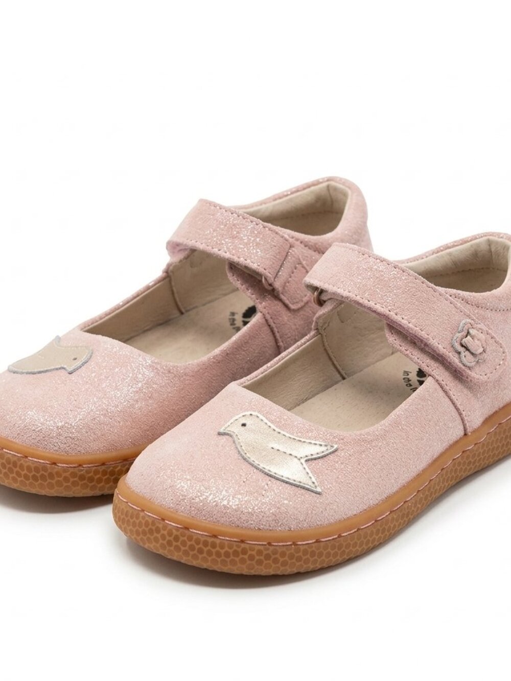 Livie & Luca Pio Pio Pink Metallic Glitter Suede Bird Mary Jane Shoes Size 12